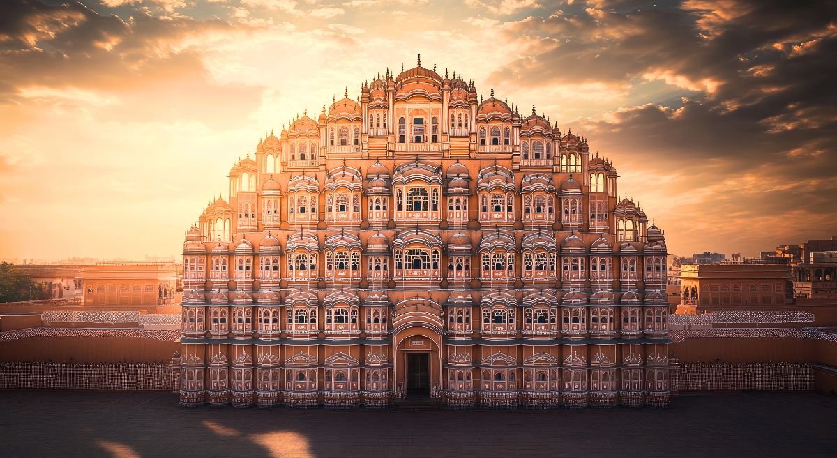 The Taj Mahal glowing at first light